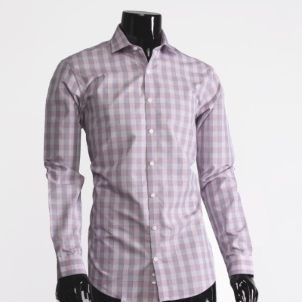 Slim-Fit purple checkered button up